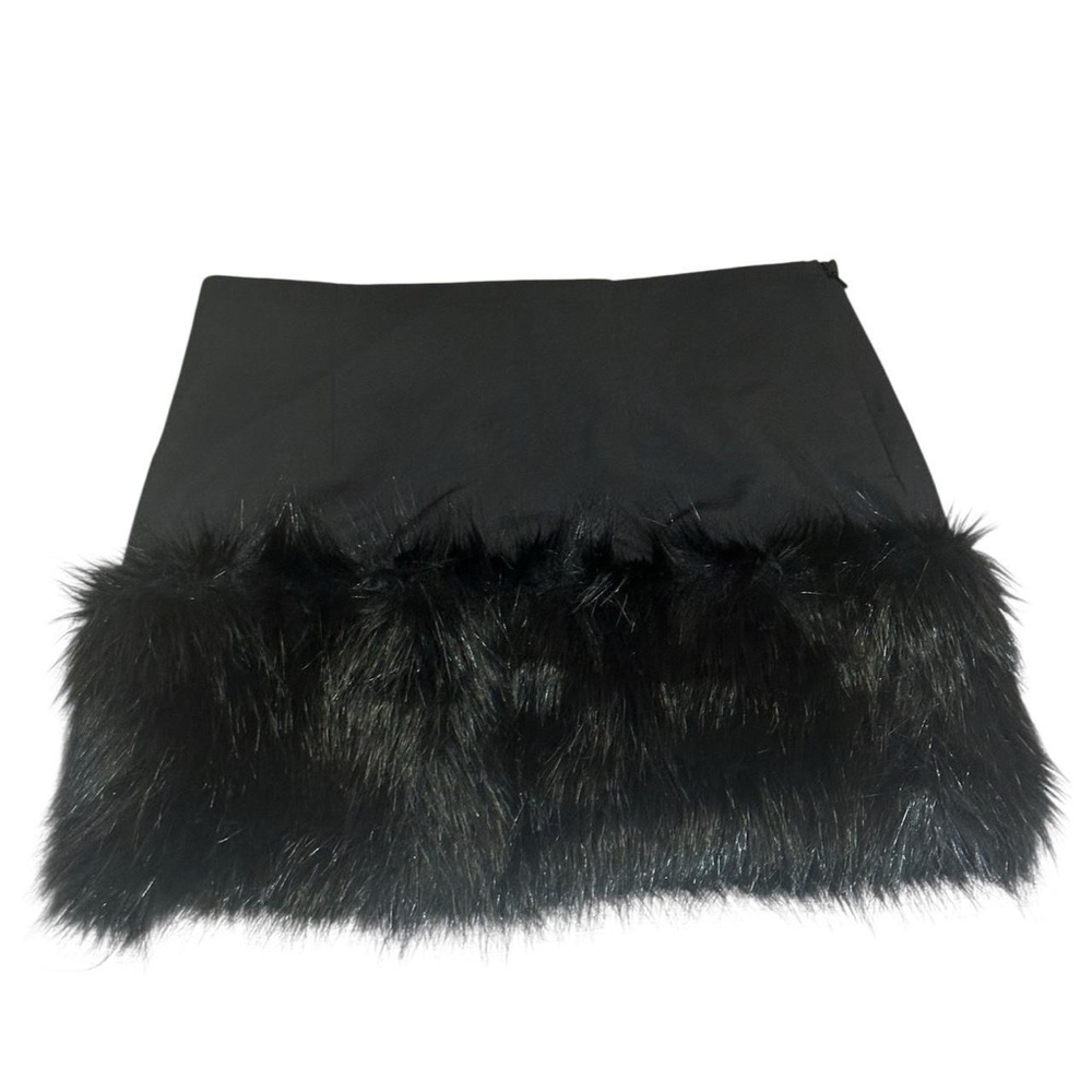 Miscreants Black Faux Fur Mini Skirt